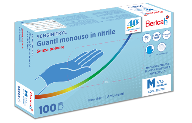 Guanti monouso Sensi Nitryl in nitrile senza polvere 100 pz - TG M